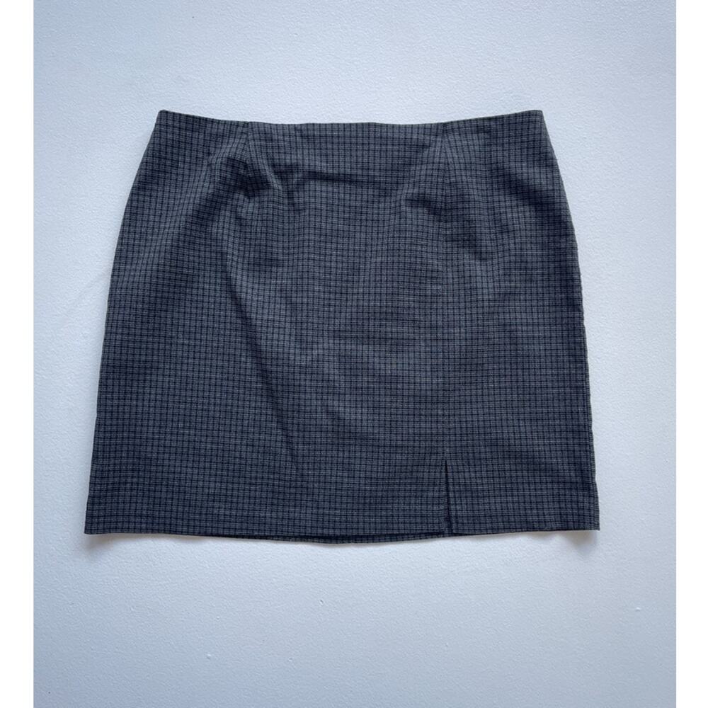 Vtg 90s Gray Checked Plaid Grunge Mini Skirt · 20 · ROUTE 66 · Dark Academia